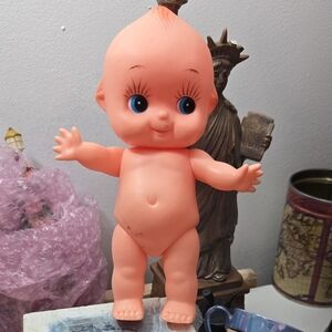 Adorable Peach Doll with Blue Eyes. 6" In.